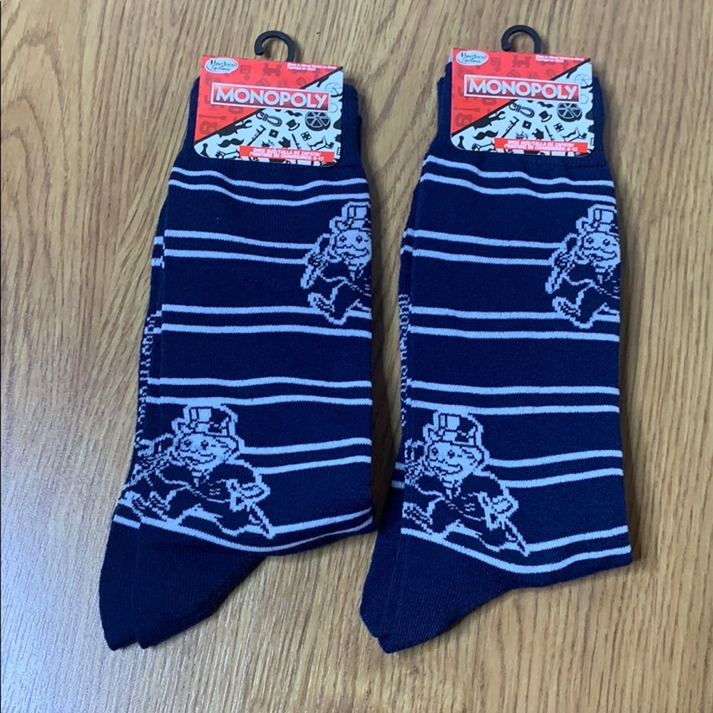 Monopoly Fun Dress Socks Blue and Gray Size 6-12